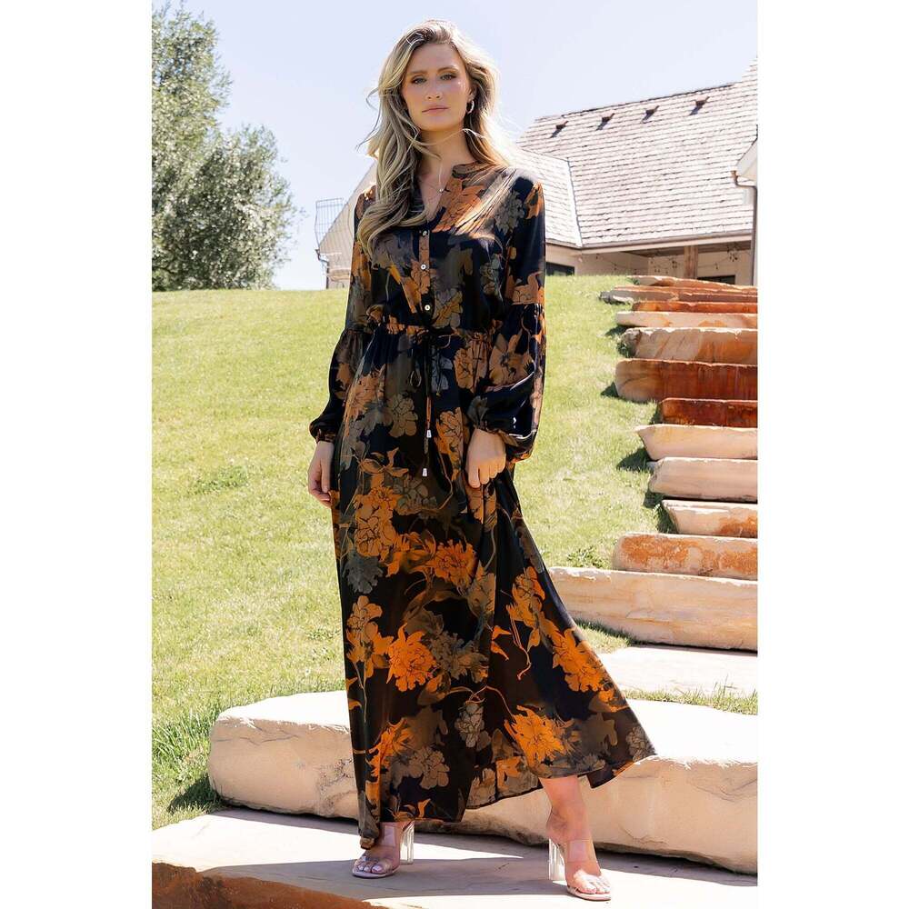 Baltic Born Helen Maxi Dress | Black + Gold Size SS